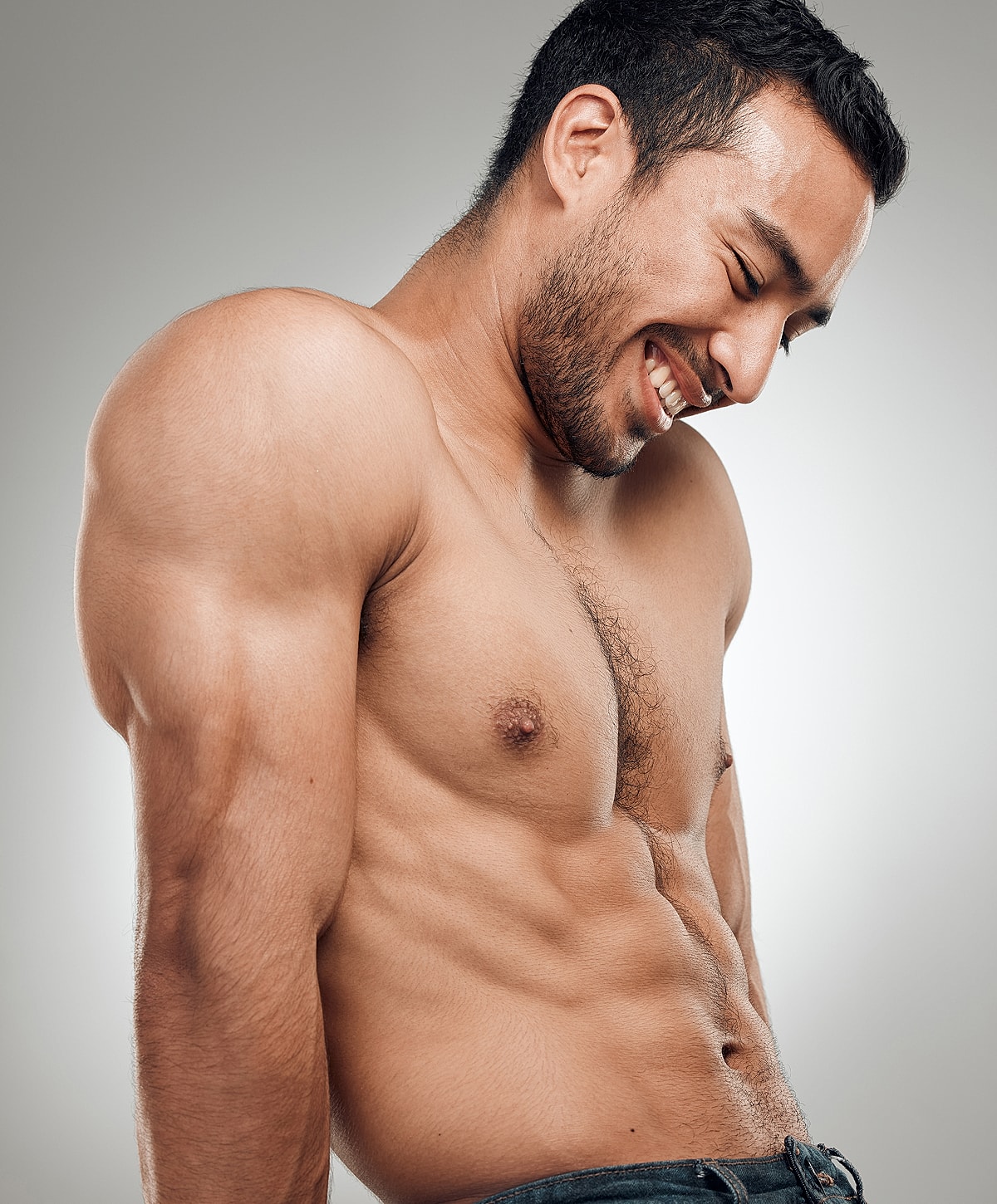 Fayetteville Gynecomastia Surgery with defined muscular physique.